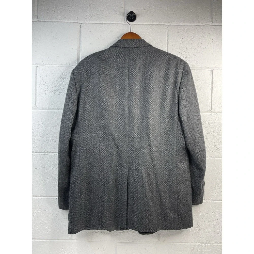 Vintage Brooks Brothers Men'sWool Blazer Black Gray Herringbone Tweed Jacket 46R